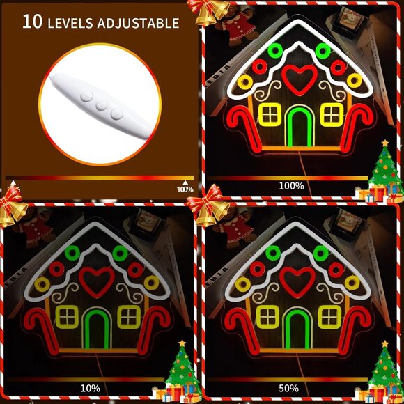New Gingerbread House Neon Sign LED Light for Christmas, Window & Holiday Decor - Picture 4 of 4
